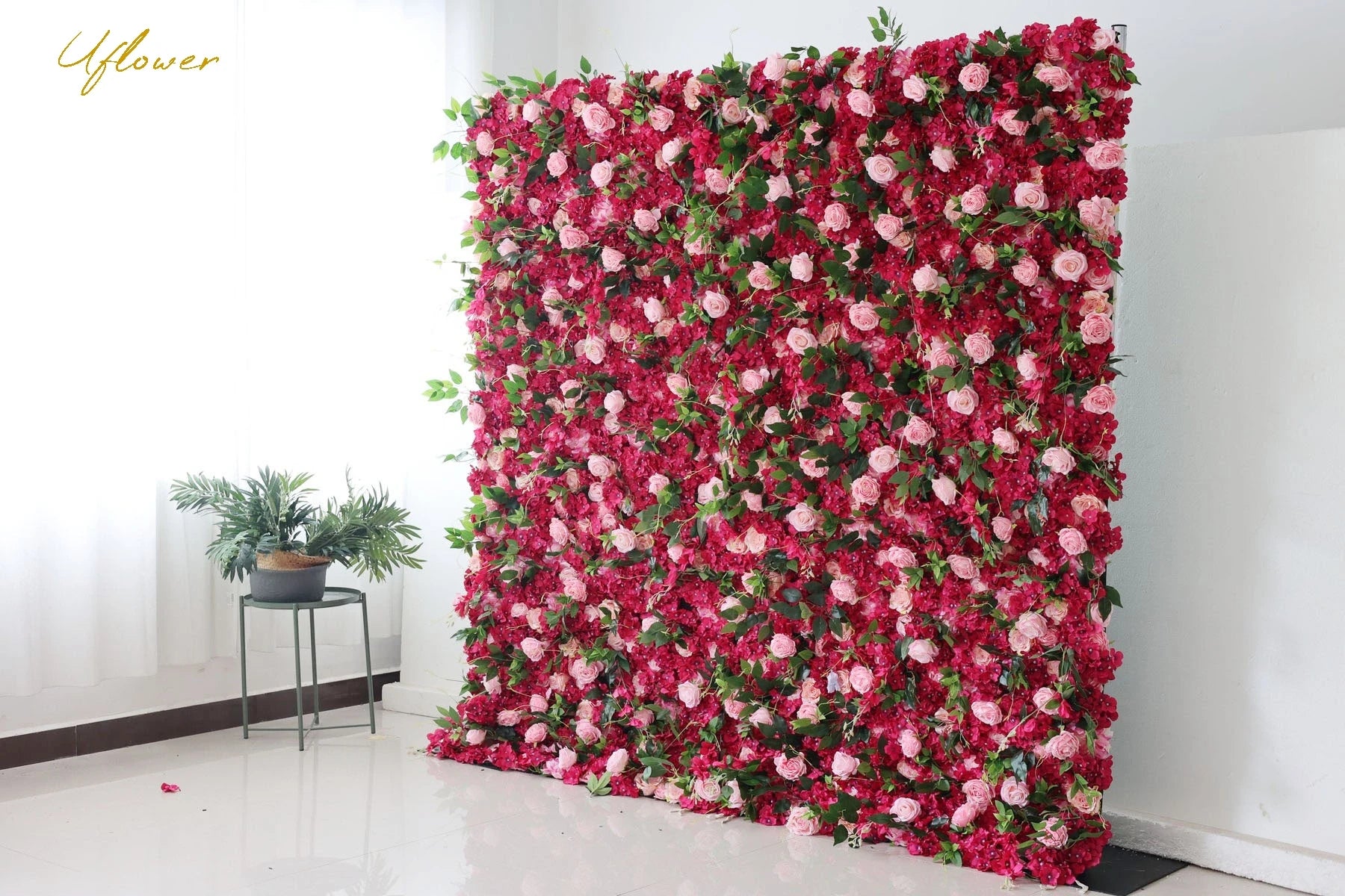 Wedding Red Pink Rose 5D Artificial Flower Wall Backdrop